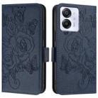 For Blackview Color 8 / Oscal Modern 8 Embossed Rose RFID Anti-theft Leather Phone Case(Dark Blue) - 2