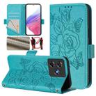 For Blackview Wave 8C Embossed Rose RFID Anti-theft Leather Phone Case(Light Blue) - 1