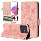 For Blackview Wave 8C Embossed Rose RFID Anti-theft Leather Phone Case(Pink) - 1