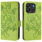For Blackview Oscal Flat 1C Embossed Rose RFID Anti-theft Leather Phone Case(Green) - 2