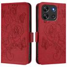 For Blackview Oscal Flat 1C Embossed Rose RFID Anti-theft Leather Phone Case(Red) - 2