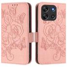 For Blackview Oscal Flat 1C Embossed Rose RFID Anti-theft Leather Phone Case(Pink) - 2