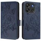 For Blackview Oscal Flat 1C Embossed Rose RFID Anti-theft Leather Phone Case(Dark Blue) - 2