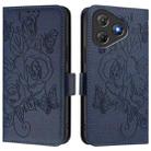 For Blackview Oscal Flat 2 Embossed Rose RFID Anti-theft Leather Phone Case(Dark Blue) - 2