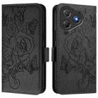 For Blackview Oscal Flat 2 Embossed Rose RFID Anti-theft Leather Phone Case(Black) - 2