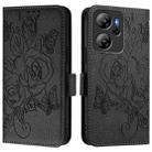 For Blackview Oscal Tiger 13 Embossed Rose RFID Anti-theft Leather Phone Case(Black) - 2