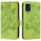 For BLU View Speed 5G B1550VL Embossed Rose RFID Anti-theft Leather Phone Case(Green) - 2