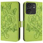 For BLU View 5 Embossed Rose RFID Anti-theft Leather Phone Case(Green) - 3