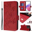 For BLU View 5 Embossed Rose RFID Anti-theft Leather Phone Case(Red) - 1