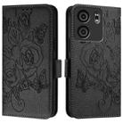 For BLU View 5 Embossed Rose RFID Anti-theft Leather Phone Case(Black) - 3