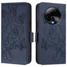 For BLU Bold K50 Embossed Rose RFID Anti-theft Leather Phone Case(Dark Blue) - 2