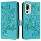 For HTC U24 Pro Embossed Rose RFID Anti-theft Leather Phone Case(Light Blue) - 2