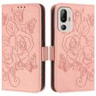 For HTC U24 Pro Embossed Rose RFID Anti-theft Leather Phone Case(Pink) - 2