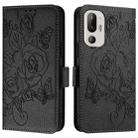 For HTC U24 Pro Embossed Rose RFID Anti-theft Leather Phone Case(Black) - 2