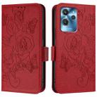 For Oukitel C32 Embossed Rose RFID Anti-theft Leather Phone Case(Red) - 2