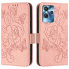 For Oukitel C32 Embossed Rose RFID Anti-theft Leather Phone Case(Pink) - 2