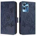 For Oukitel C32 Embossed Rose RFID Anti-theft Leather Phone Case(Dark Blue) - 2