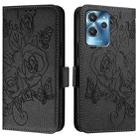 For Oukitel C32 Embossed Rose RFID Anti-theft Leather Phone Case(Black) - 2