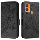 For Oukitel C33 Embossed Rose RFID Anti-theft Leather Phone Case(Black) - 2