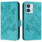 For Oukitel C35 / C36 Embossed Rose RFID Anti-theft Leather Phone Case(Light Blue) - 2