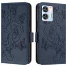 For Oukitel C35 / C36 Embossed Rose RFID Anti-theft Leather Phone Case(Dark Blue) - 2