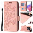 For Oukitel C37 Embossed Rose RFID Anti-theft Leather Phone Case(Pink) - 1