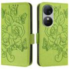 For Oukitel C38 Embossed Rose RFID Anti-theft Leather Phone Case(Green) - 2