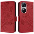 For Oukitel C38 Embossed Rose RFID Anti-theft Leather Phone Case(Red) - 2