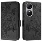 For Oukitel C38 Embossed Rose RFID Anti-theft Leather Phone Case(Black) - 2