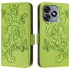 For Oukitel C51 Embossed Rose RFID Anti-theft Leather Phone Case(Green) - 2