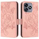 For Oukitel C51 Embossed Rose RFID Anti-theft Leather Phone Case(Pink) - 2