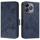 For Oukitel C51 Embossed Rose RFID Anti-theft Leather Phone Case(Dark Blue) - 2