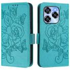 For Oukitel C50 Embossed Rose RFID Anti-theft Leather Phone Case(Light Blue) - 3