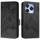 For Oukitel C50 Embossed Rose RFID Anti-theft Leather Phone Case(Black) - 3