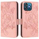 For Oukitel C53 Embossed Rose RFID Anti-theft Leather Phone Case(Pink) - 3