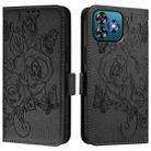 For Oukitel C53 Embossed Rose RFID Anti-theft Leather Phone Case(Black) - 3