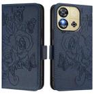 For Oukitel C57s Embossed Rose RFID Anti-theft Leather Phone Case(Dark Blue) - 2