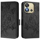 For Oukitel C57s Embossed Rose RFID Anti-theft Leather Phone Case(Black) - 2