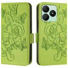 For Wiko T20 Embossed Rose RFID Anti-theft Leather Phone Case(Green) - 2