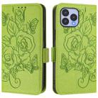 For Wiko T60 / Cubot P80 Embossed Rose RFID Anti-theft Leather Phone Case(Green) - 2