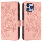 For Wiko T60 / Cubot P80 Embossed Rose RFID Anti-theft Leather Phone Case(Pink) - 2