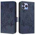 For Wiko T60 / Cubot P80 Embossed Rose RFID Anti-theft Leather Phone Case(Dark Blue) - 2