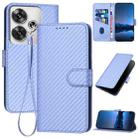 For Redmi Turbo 3 / Xiaomi Poco F6 YX0070 Carbon Fiber Buckle Leather Phone Case with Lanyard(Light Purple) - 1