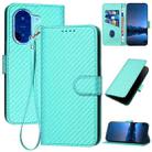For Redmi A5 4G 171.7mm / Xiaomi Poco C71 YX0070 Carbon Fiber Buckle Leather Phone Case with Lanyard(Light Blue) - 1