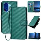 For Redmi A5 4G 171.7mm / Xiaomi Poco C71 YX0070 Carbon Fiber Buckle Leather Phone Case with Lanyard(Dark Green) - 1