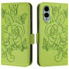 For Fujitsu Arrows We2 Embossed Rose RFID Anti-theft Leather Phone Case(Green) - 2