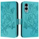 For Fujitsu Arrows We2 Embossed Rose RFID Anti-theft Leather Phone Case(Light Blue) - 2