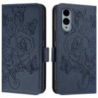 For Fujitsu Arrows We2 Embossed Rose RFID Anti-theft Leather Phone Case(Dark Blue) - 2