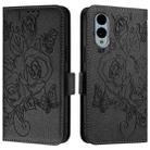 For Fujitsu Arrows We2 Embossed Rose RFID Anti-theft Leather Phone Case(Black) - 2