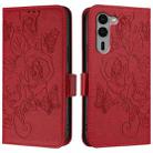 For Fujitsu Arrows We2 Plus Embossed Rose RFID Anti-theft Leather Phone Case(Red) - 2